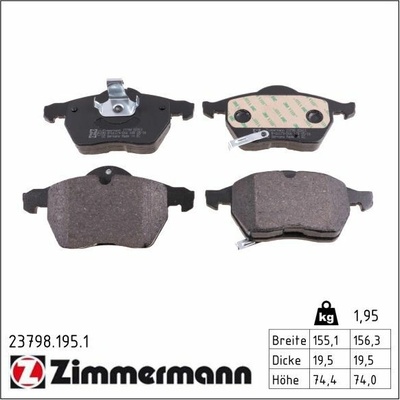 Sada brzdových platničiek kotúčovej brzdy ZIMMERMANN 23798.195.1