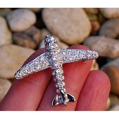 Mona brož letadlo stříbrné sklo stříbrná – Hledejceny.cz