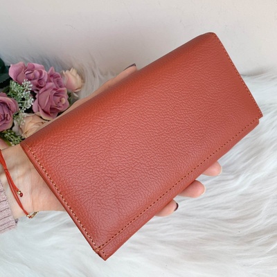 Портмоне Естествена Кожа Оранжево - Модел j016 red