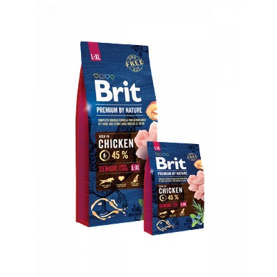 Brit premium senior l/xl by nature [ НОВА, ПОДОБРЕНА ФОРМУЛА ] с 45% прясно пилешко месо 3 кг