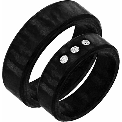 Eppi Ploché karbonové snubní prsteny s diamanty Minnith RW42121