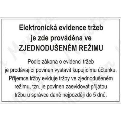 Elektronická evidence tržeb EET, plast 420 x 297 x 0,5 mm A3