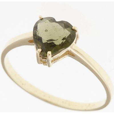 My Moldavite Zlatý prsten s vltavínem - srdce 3292