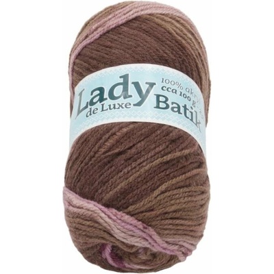 Priadza Lady de Luxe BATIK 100g - 606 ružová, hnedá (6790)