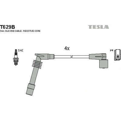 Sada zapaľovacích káblov TESLA T629B