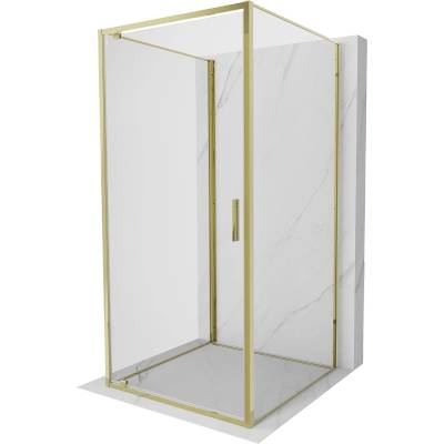 Mexen Exo-3S душ кабина с три стени, отваряща се 90 x 90 см, прозрачна, златна (8181-090-090-50-00-3S)