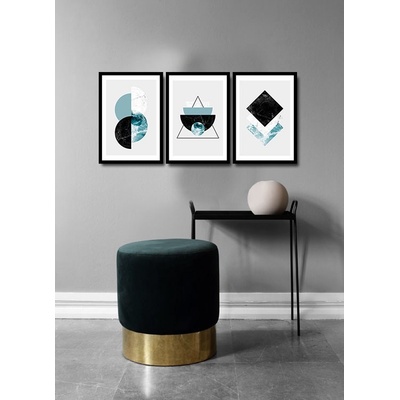 ASIR Obraz na MDF s rámem 3ks MRAMOROVÁ KOLÁŽ 36 x 51 cm