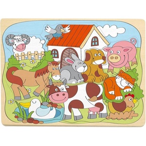 Woodyland Дървен пъзел с различни форми, Животните от фермата (91929)