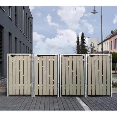 Hide 4 koše 240 l drevo 80 x 278 x 115 cm sivý