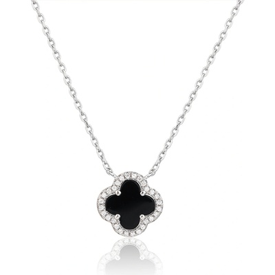 Bealio Stříbrný náhrdelník onyx zirkon 03-14711-5390
