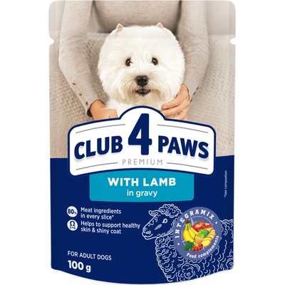 Club4Paws Premium pre dospelych psov malych plemien s jahňacím mäsom v omáčke 100 g