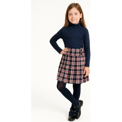 Fashionkids dievčenská károvaná sukňa so striebornými gombíkmi červeno-modrá
