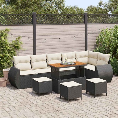 vidaXL Градински Софа Комплект 10 pcs Черно полиратан (3361900)