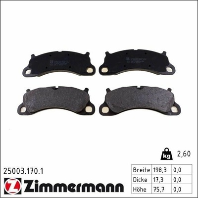 Sada brzdových platničiek kotúčovej brzdy ZIMMERMANN 25003.170.1