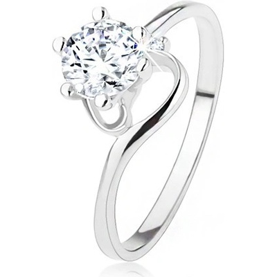 Šperky eshop zásnubní prsten ze stříbra 925 úzká zatočená ramena čirý zirkon SP47.22