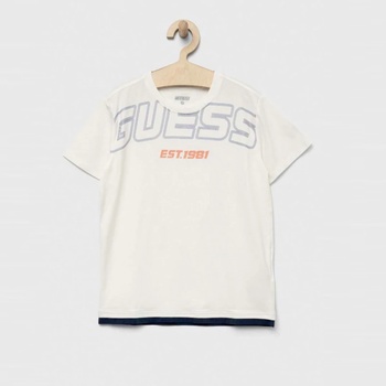 Image 1 of GUESS Бяла тениска с къс ръкав с контрастен надпис Guess