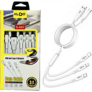 Hama Кабел 4 в 1, KLGO S-665, силиконов, USB-A(м) и USB-C(м) към MICRO USB(м), USB-C(м) и Apple lightinig