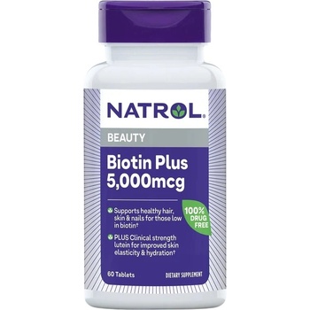 Natrol Biotin Plus, 5000 mcg, 60 таблетки, Natrol (5209)