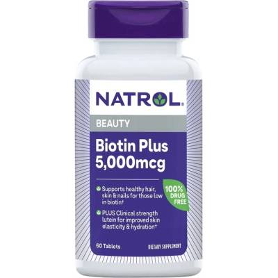 Natrol Biotin Plus, 5000 mcg, 60 таблетки, Natrol (5209)
