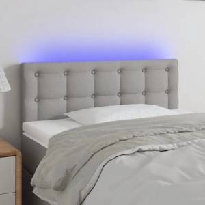 vidaXL LED горна табла за легло, светлосива, 100x5x78/88 см, плат (3122036)