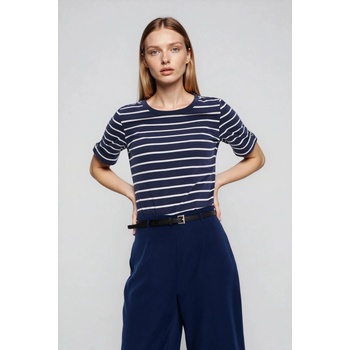 Moodo Тъмносиня раирана памучна тениска Moodo Moodo | Bezhov | ЖЕНИ | 38