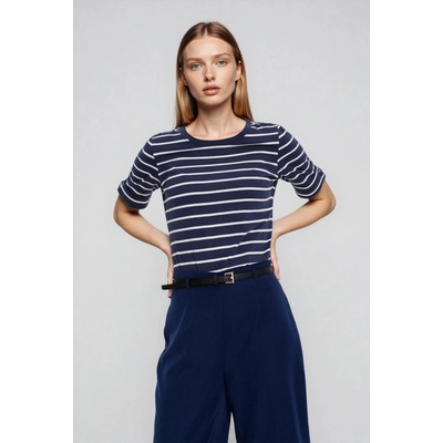 Moodo Тъмносиня раирана памучна тениска Moodo Moodo | Bezhov | ЖЕНИ | 38