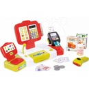 Smoby pokladňa Mini Shop elektronická s váhou terminálom čítačkou kódov a 27 doplnkami červená