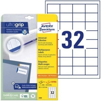Avery Zweckform 4789 Samolepící etikety 48,3 x 33,8 mm 30 archů bílé