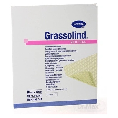 Grassolind Neutral mastný tyl sterilný, impregnovaný neutrálnou masťou 10 x 10 cm 10 ks