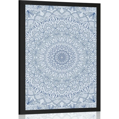 Plakát detailní ozdobná Mandala v modré barvě - 40x60 no frame