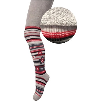 detské pančuchy froté sivé s červenými pásikmi