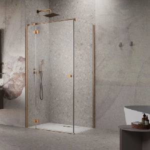 Radaway Правоъгълна душ кабина с люлееща се врата Radaway Essenza KDJ 120x90 см, матирана медно-прозрачно покритие, лява (1385042-93-01L+1384050-01-01)