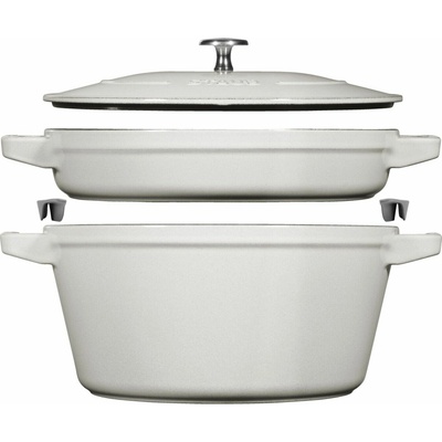 Staub Sada 2v1: litinový hrnec a pánev s poklicí, Ø 24 cm, bílý lanýž 1010879