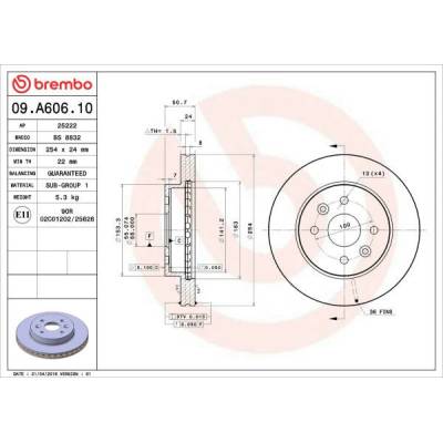 BREMBO Brzdový kotúč 09A60610