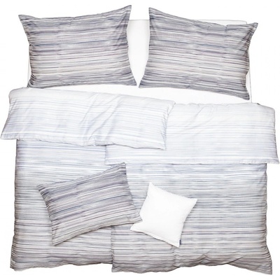 SCANquilt Obliečky satén Design lines biela modrá 140x200 70x90
