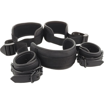 Image 1 of Fetish Submissive Neck, Handcuffs & Leg Belt Vegan Leather