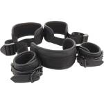 Fetish Submissive Neck, Handcuffs & Leg Belt Vegan Leather