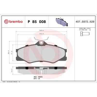 Sada brzdových platničiek, vždy 4 kusy v sade BREMBO P 85 008 (P85008)