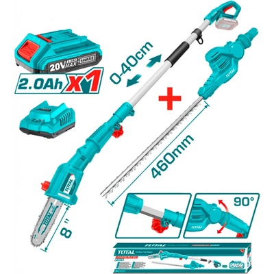 TOTAL Pila na větve a nůžky na živé ploty, AKU, 20V LI-ION, 1x baterie, 1x nabíječka