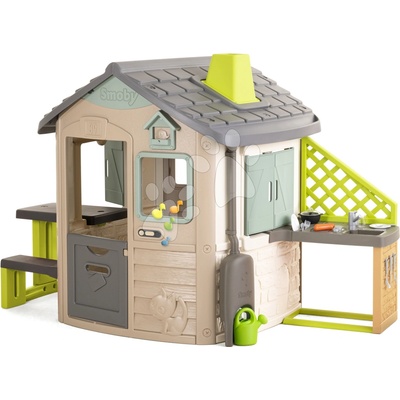 Smoby Domček ekologický s výbavou pre kuchára v natur hnedých farbách Neo Jura Lodge Playhouse Green