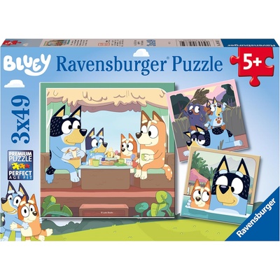 Ravensburger Детски пъзел Ravensburger 3 x 49 части - Блуи (5685)