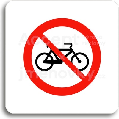 ACCEPT Piktogram zákaz jízdy na bicyklu - bílá tabulka - barevný tisk bez rámečku