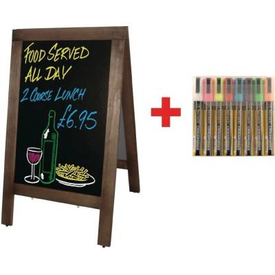 Gastrofans Pouliční tabule Olympia 50 x 85 cm, hnědá + křídové popisovače zdarma