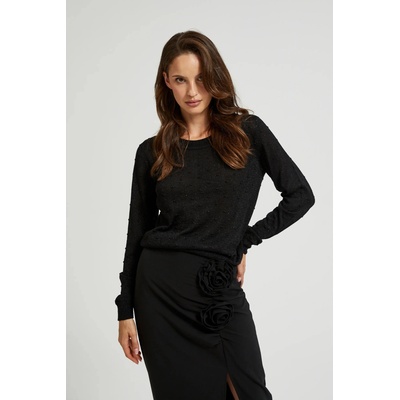 Moodo Суитшърт с дълги ръкави и метализирана нишка в черно Moodo Moodo | Cheren | ЖЕНИ | XS