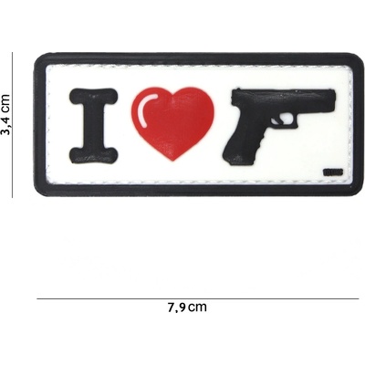 Gumová nášivka 101 Inc nápis I Love My Sidearm - biela