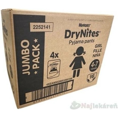 Kimberly-Clark HUGGIES DryNites M pro dívky 4-7 let 17-30 kg 64 ks