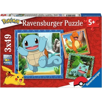 Image 1 of Ravensburger - Puzzle 3x49 Pokemony - 40 - 99 piese