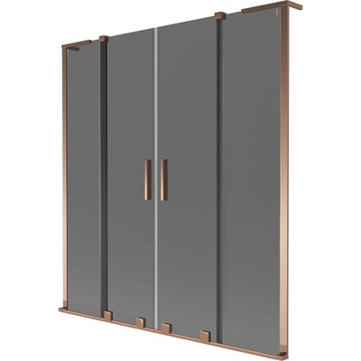 Mexen Velar L Duo двукрилен плъзгащ се екран за вана 150 x 150 cm, графит, розово злато - 896-150-003-42-60 (896-150-003-42-60)
