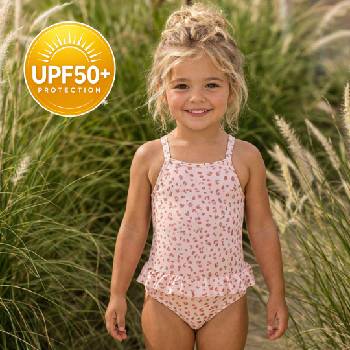 Image 1 of Swim Essentials Swim Essentials: Цял бански с къдрички и слънцезащитен фактор 50+ - "Old Pink Leopard (SWE-2020SE558)