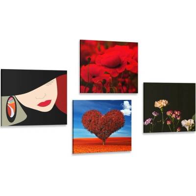 Set obrazů elegantní dáma - 4x 60x60